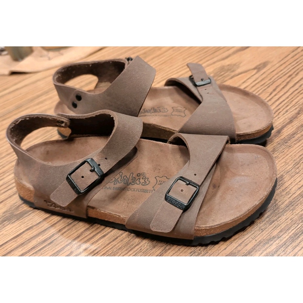 Birkenstock BIRKI'S BROWN Double Straps Sandals PANAMA Vegan Women's 7 Men's 5 - Picture 3 of 9